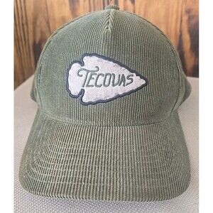 Tecovas Arrowhead Logo Corduroy Snapback Trucker Hat Olive Green.